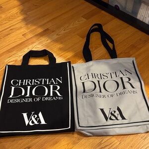 Dior V&A Black and Gray Tote Bags